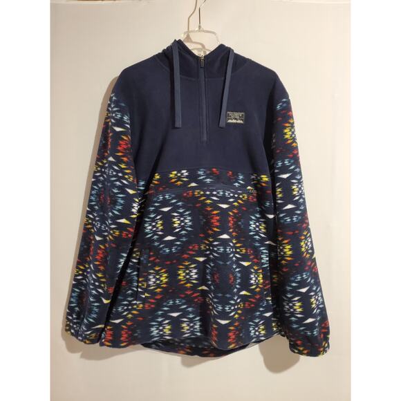 Massive Outdoor Mens Fleece Aztec 1/4 Zip Pullover Hoodie Sz XL Zip Pocket Blue - Picture 1 of 10